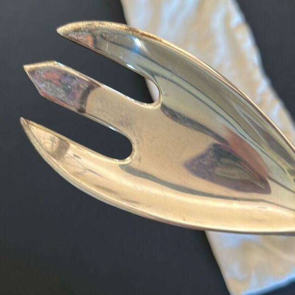 Silver Plate & Wood Handled Salad Set - Picture 3 of 5